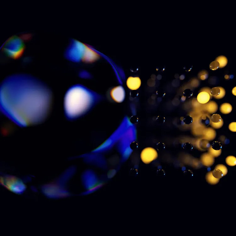 Organic orb representing Laso's machine learning functionality interacting with a collection of lights.